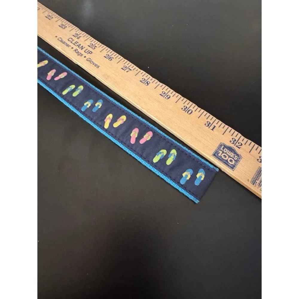 Leather Man LTD. Flip Flop‎ Motif Ribbon Belt Nylon Canvas Blue Sz XXS